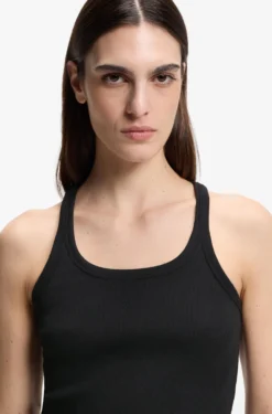 Racer-back tank top in stretch cotton