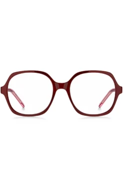 Red-acetate optical frames with layered temples