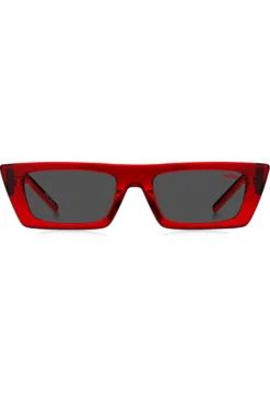 Red-acetate sunglasses with 3D monogram
