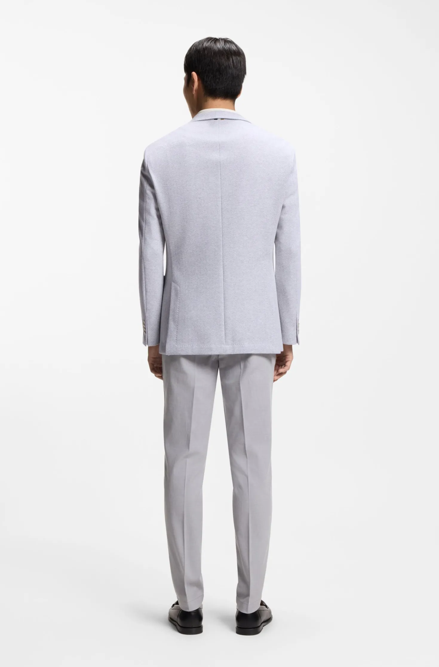 Regular-fit blazer in a herringbone cotton blend