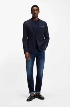 Regular-fit blazer in a herringbone cotton blend