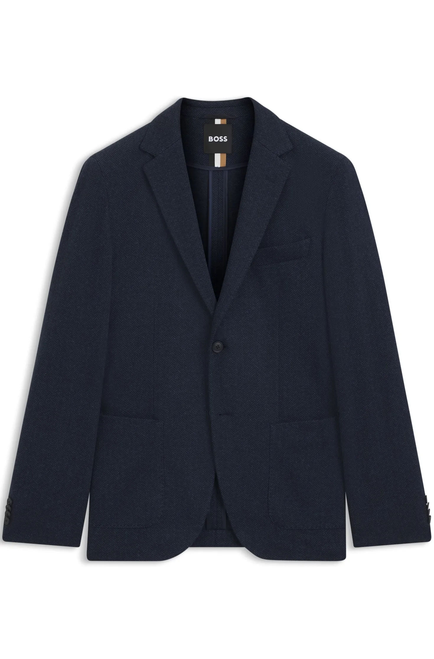 Regular-fit blazer in a herringbone cotton blend