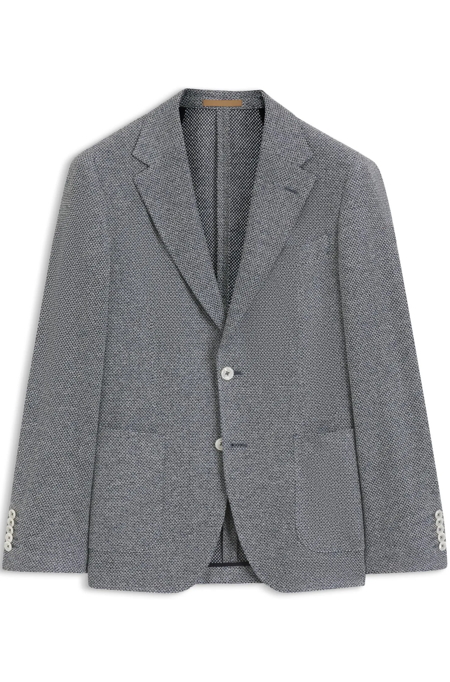 Regular-fit blazer in a patterned linen blend