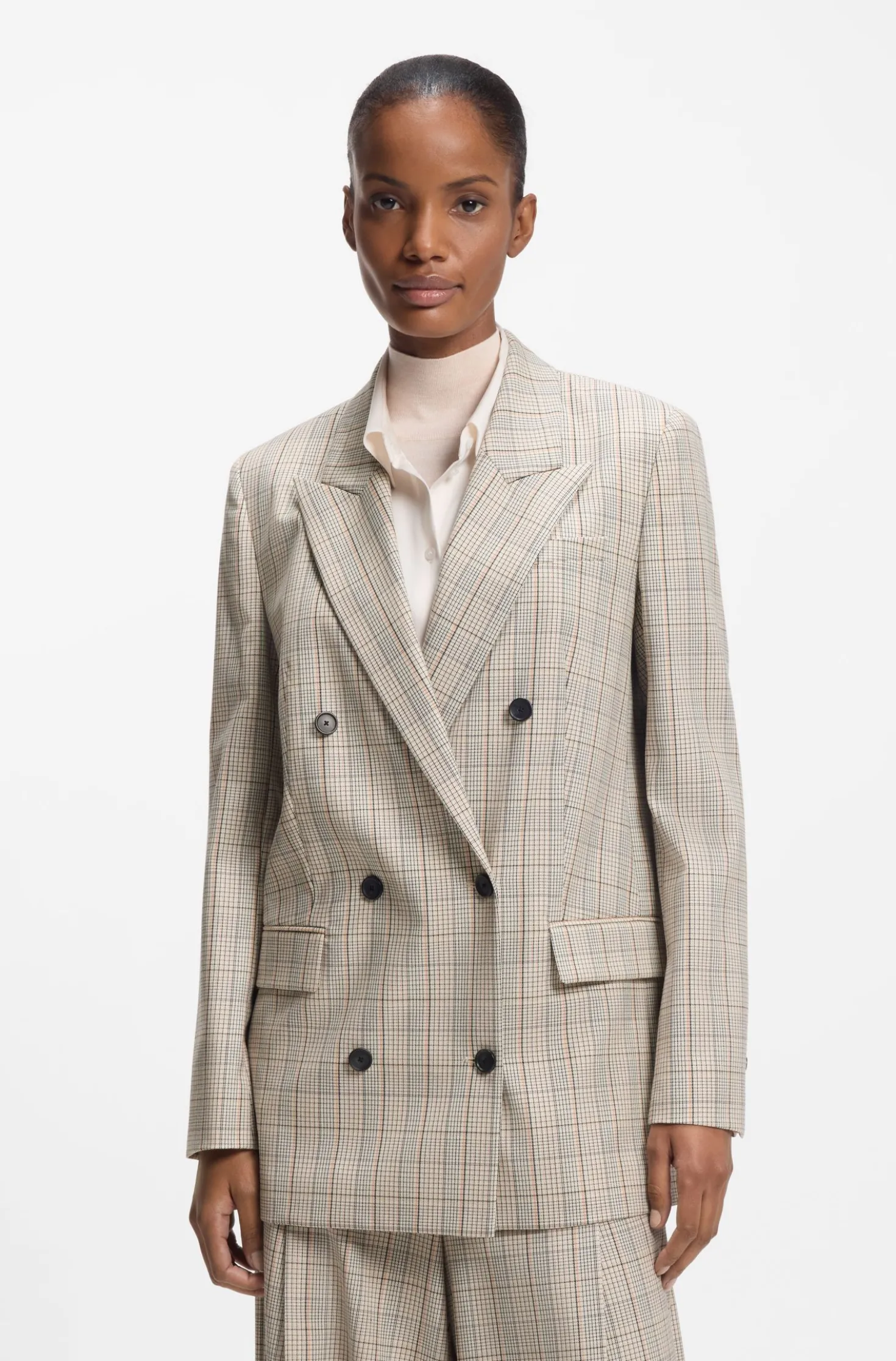 Regular-fit blazer in checked stretch wool