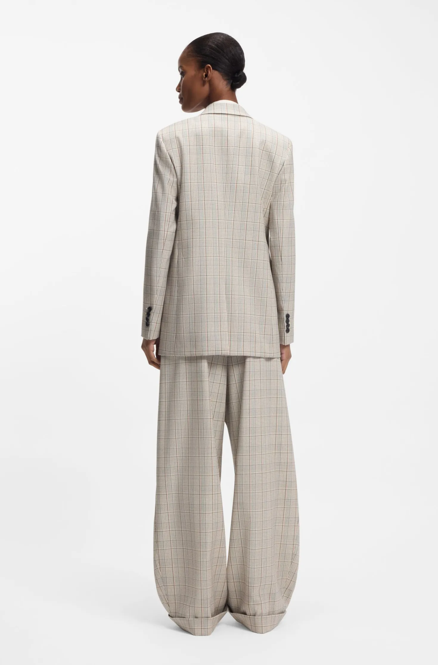 Regular-fit blazer in checked stretch wool