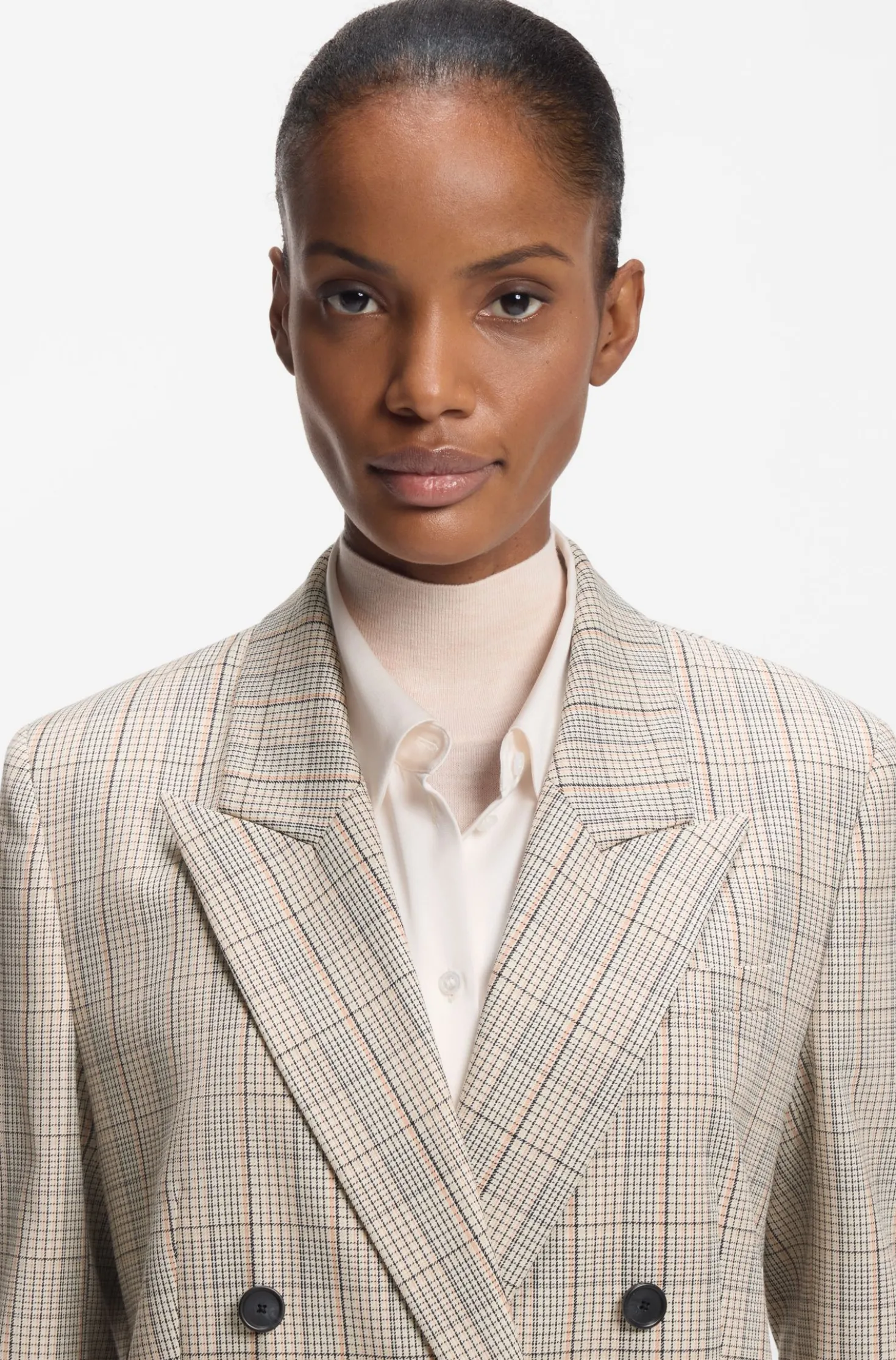 Regular-fit blazer in checked stretch wool