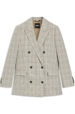 Regular-fit blazer in checked stretch wool