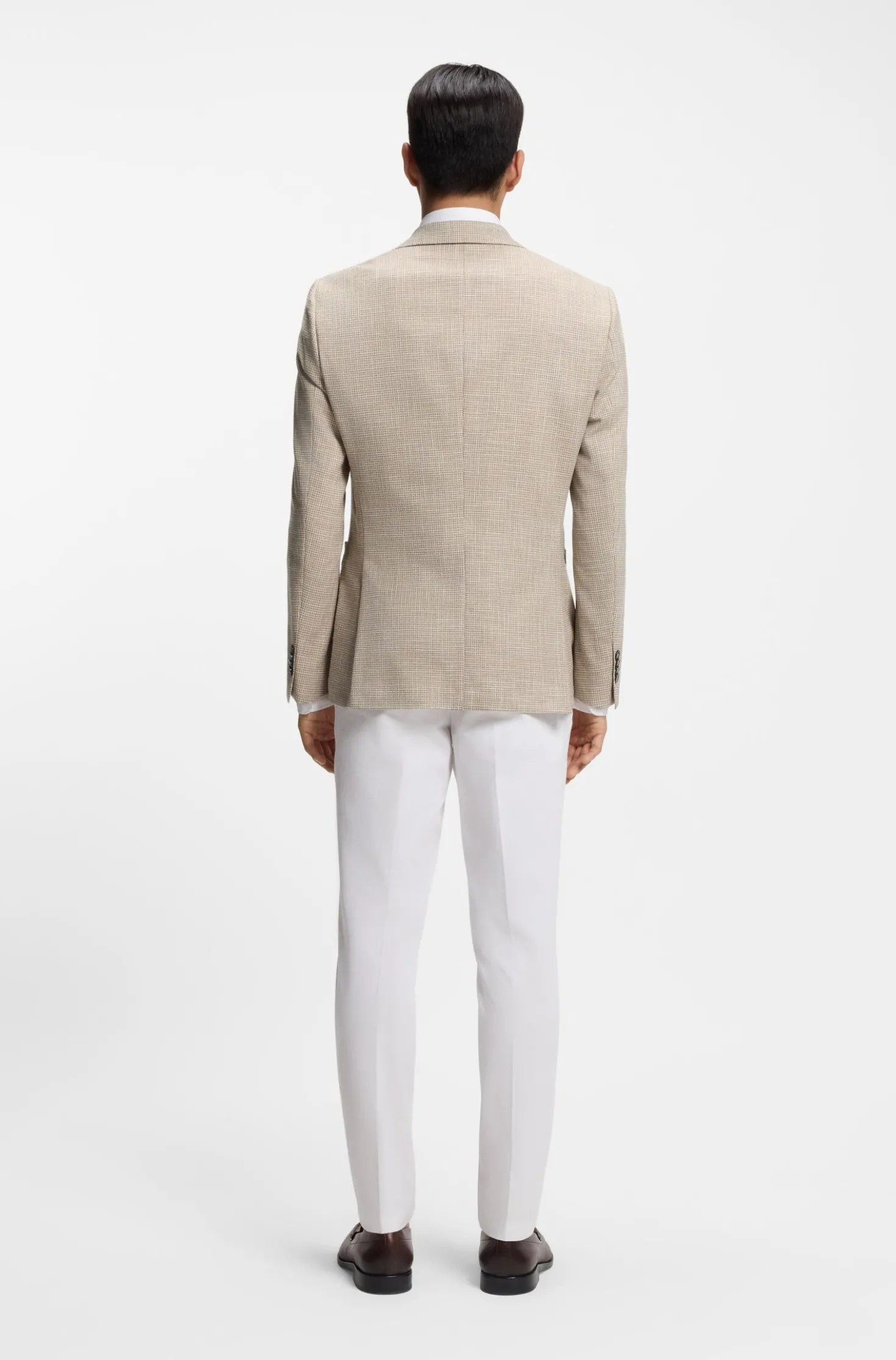 Regular-fit blazer in checked comfort-stretch fabric