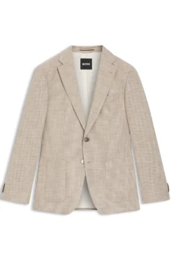Regular-fit blazer in checked comfort-stretch fabric