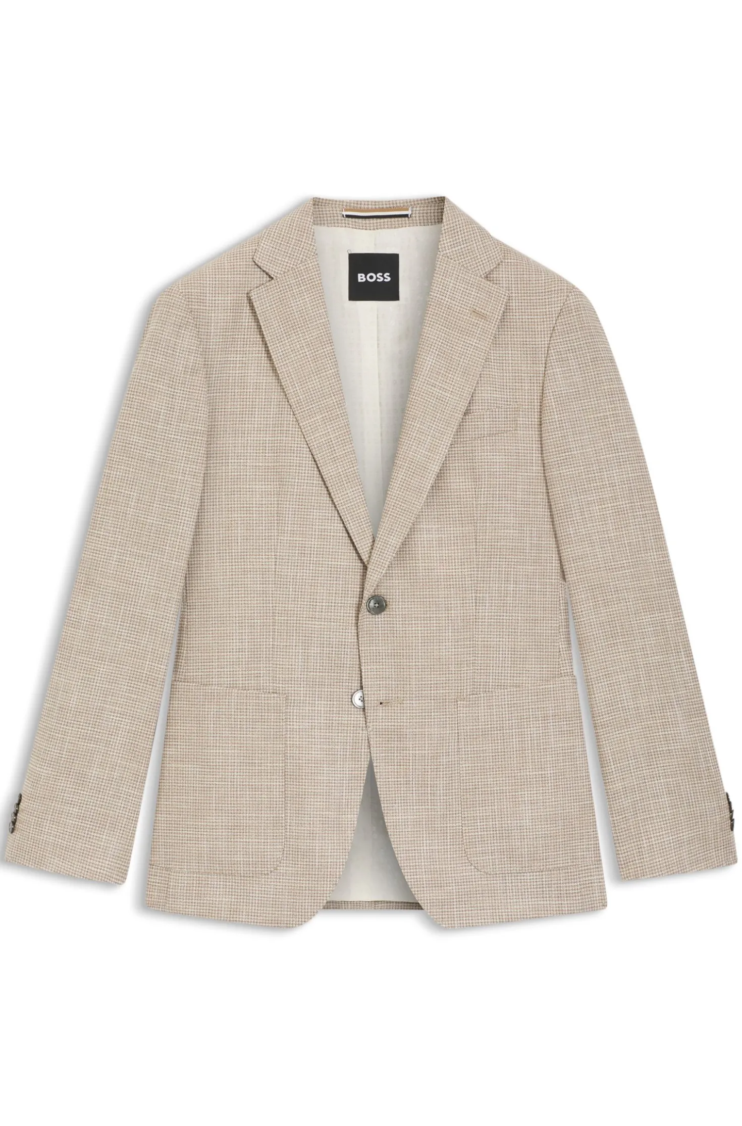 Regular-fit blazer in checked comfort-stretch fabric