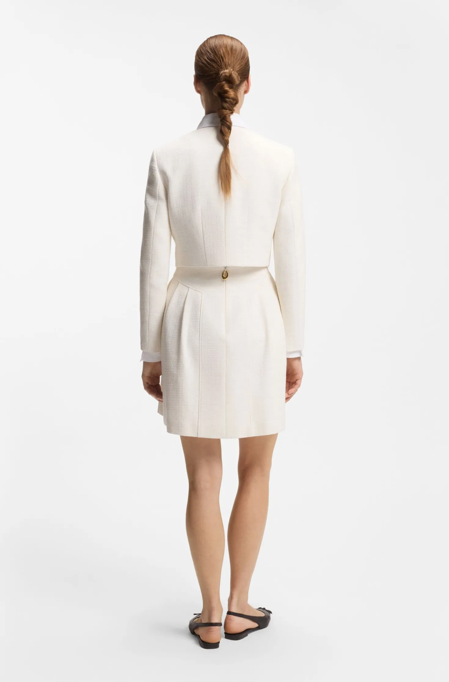 Regular-fit blazer in cotton-blend bouclé