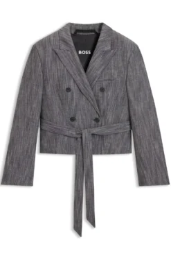 Regular-fit blazer in melange denim