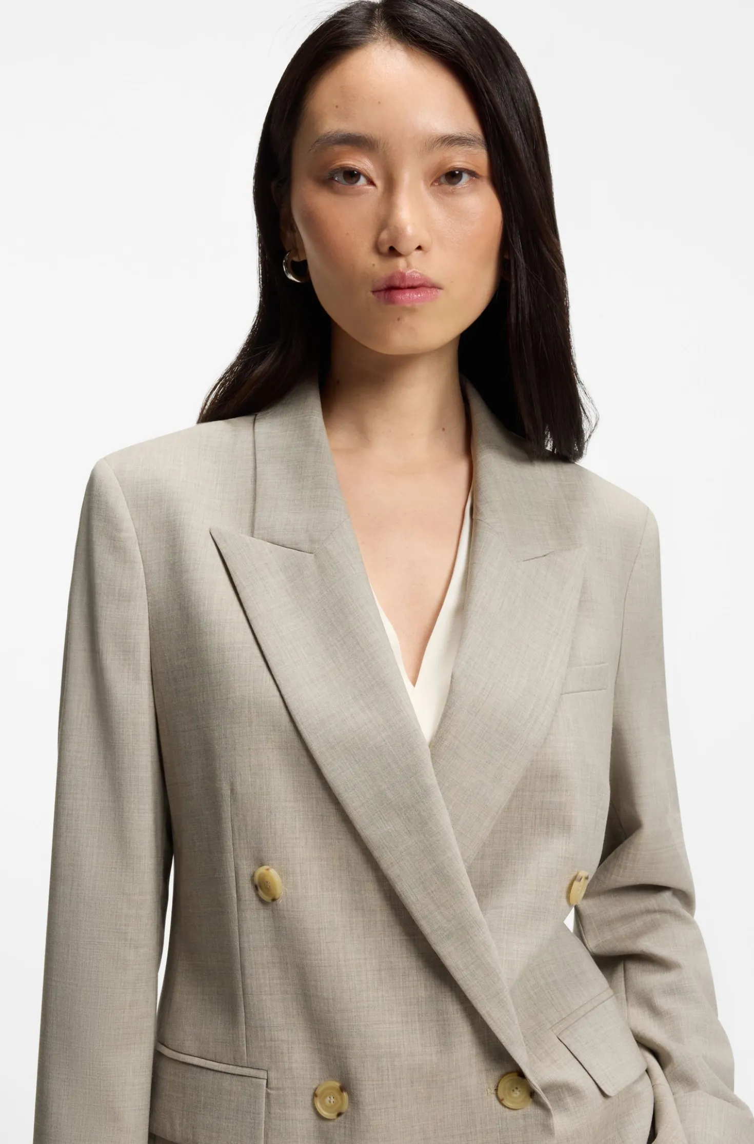 Regular-fit blazer in melange virgin wool