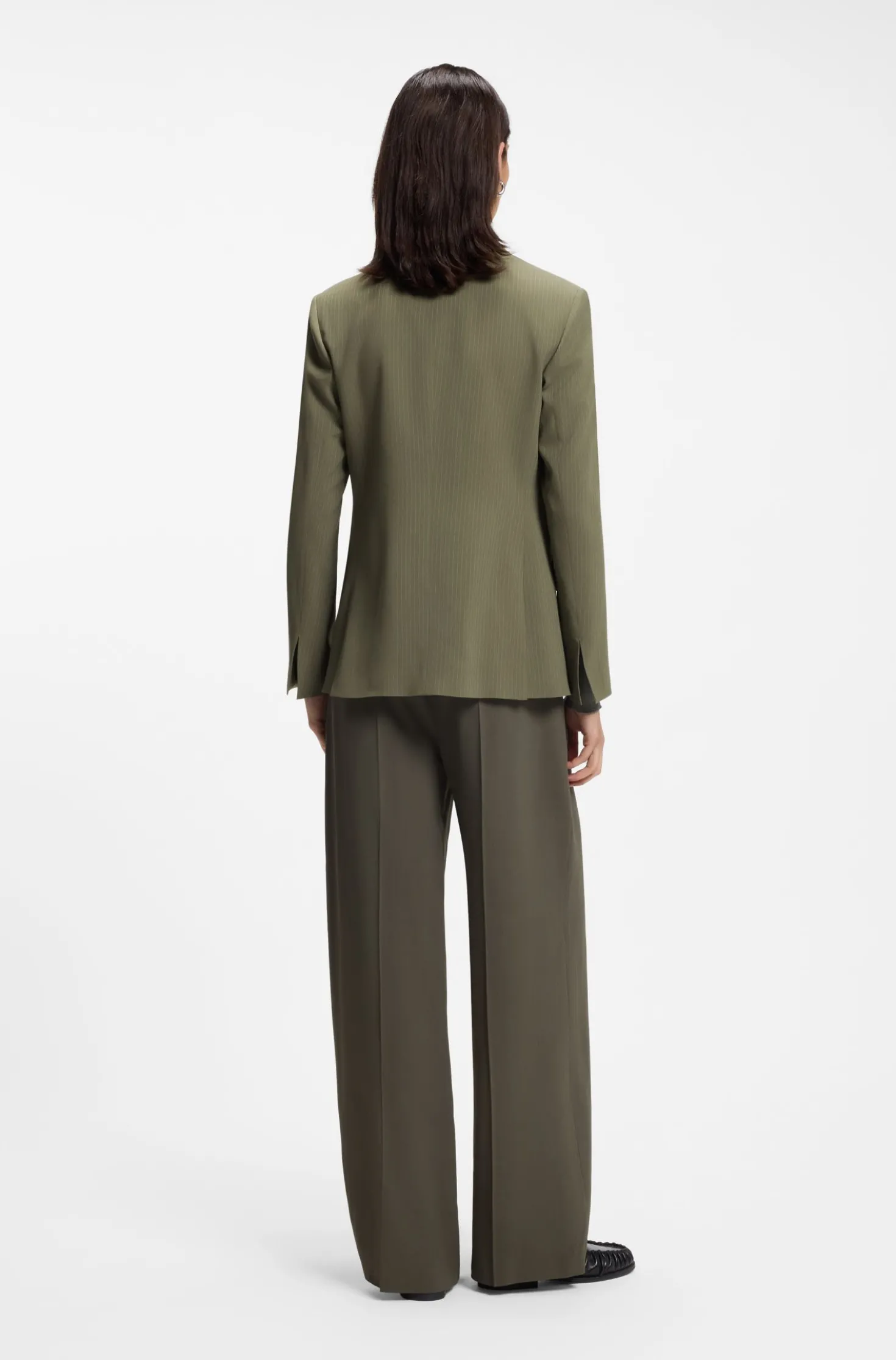 Regular-fit blazer in pinstripe stretch crepe