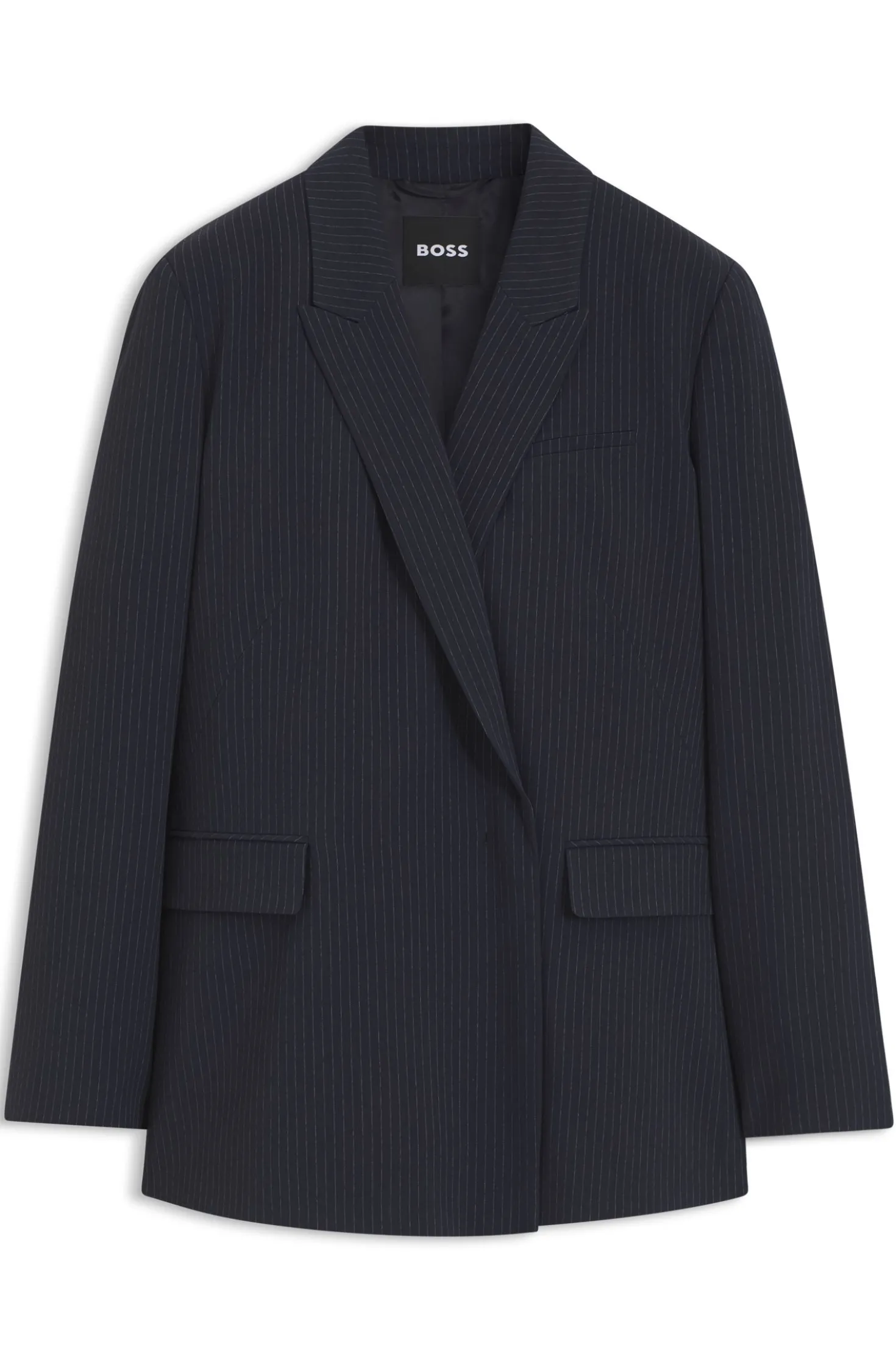Regular-fit blazer in pinstripe stretch crepe