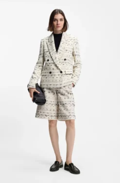 Regular-fit blazer in striped cotton-blend tweed