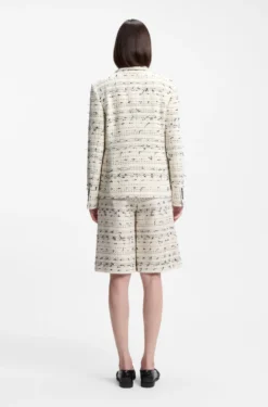 Regular-fit blazer in striped cotton-blend tweed