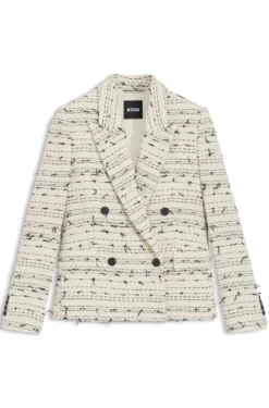 Regular-fit blazer in striped cotton-blend tweed