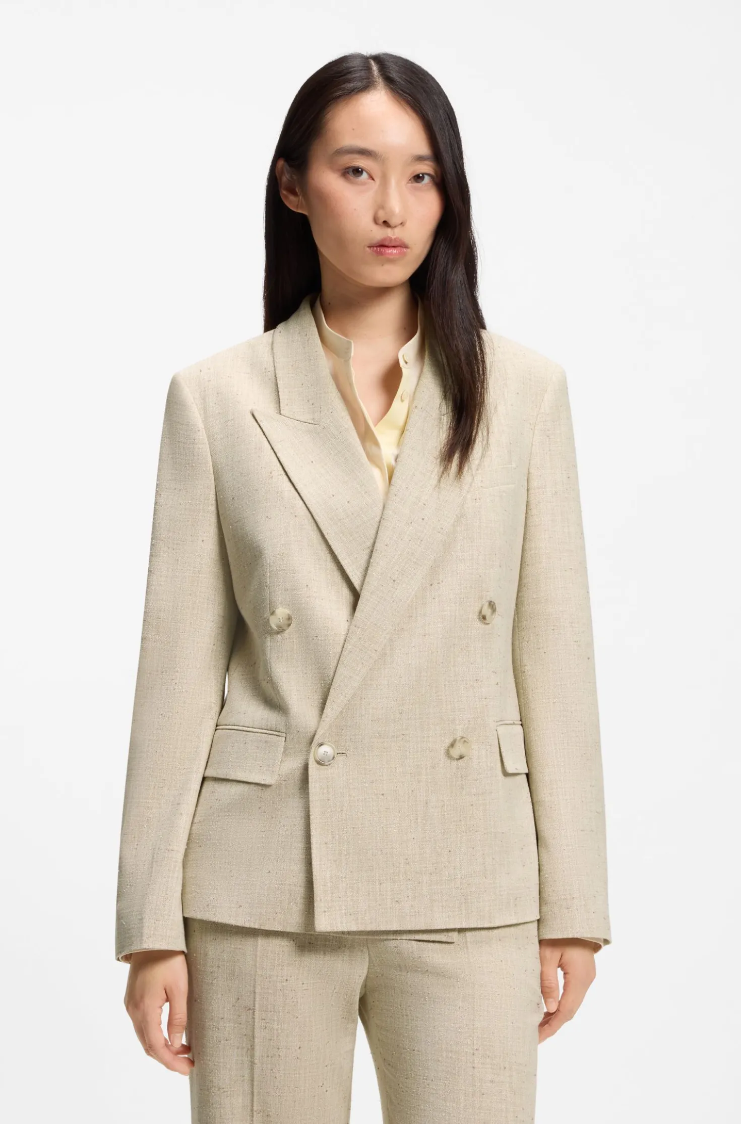 Regular-fit blazer in textured slub fabric