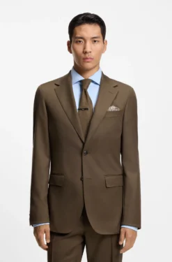 Regular-fit blazer in virgin and textured wool