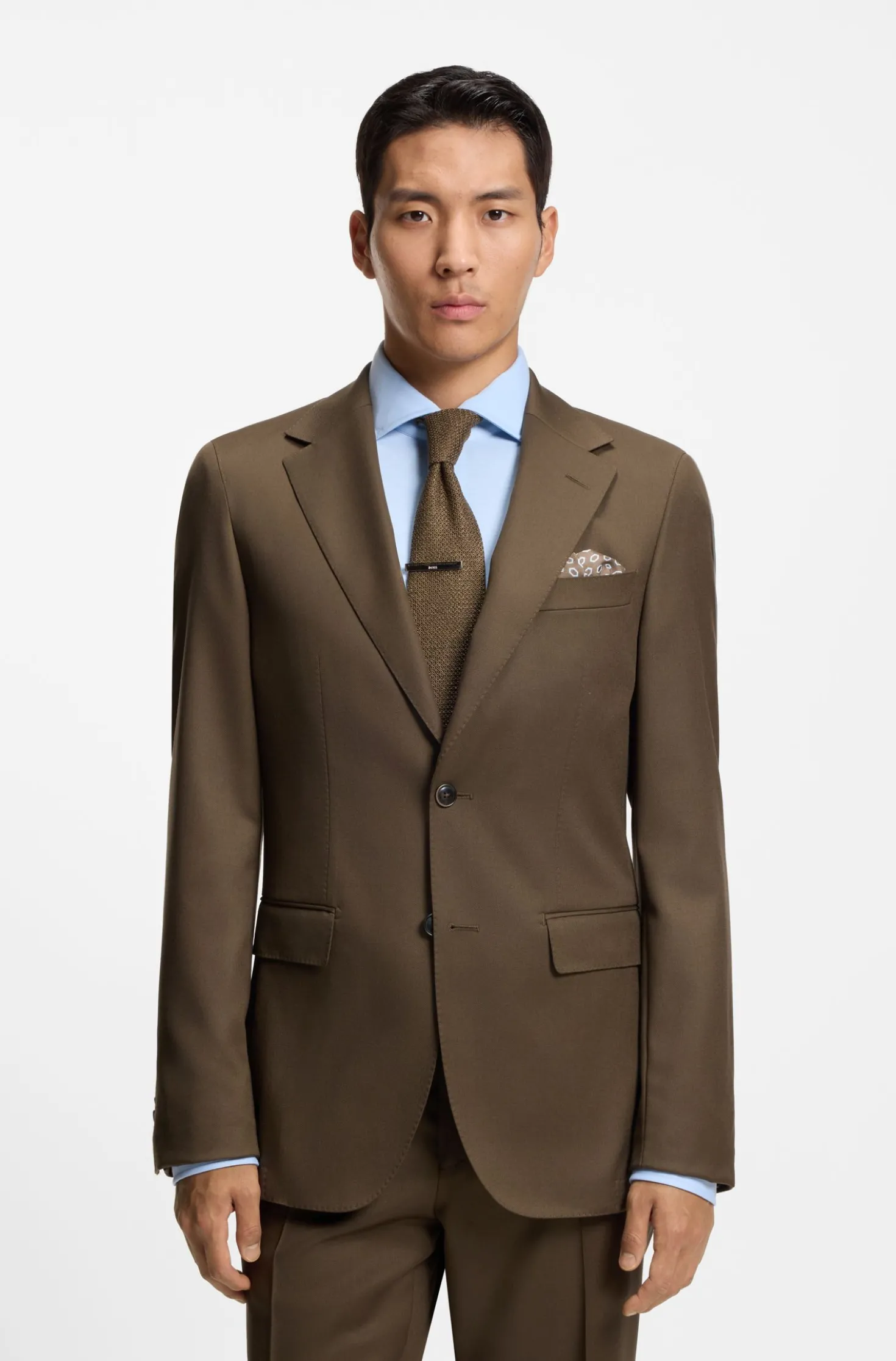 Regular-fit blazer in virgin and textured wool