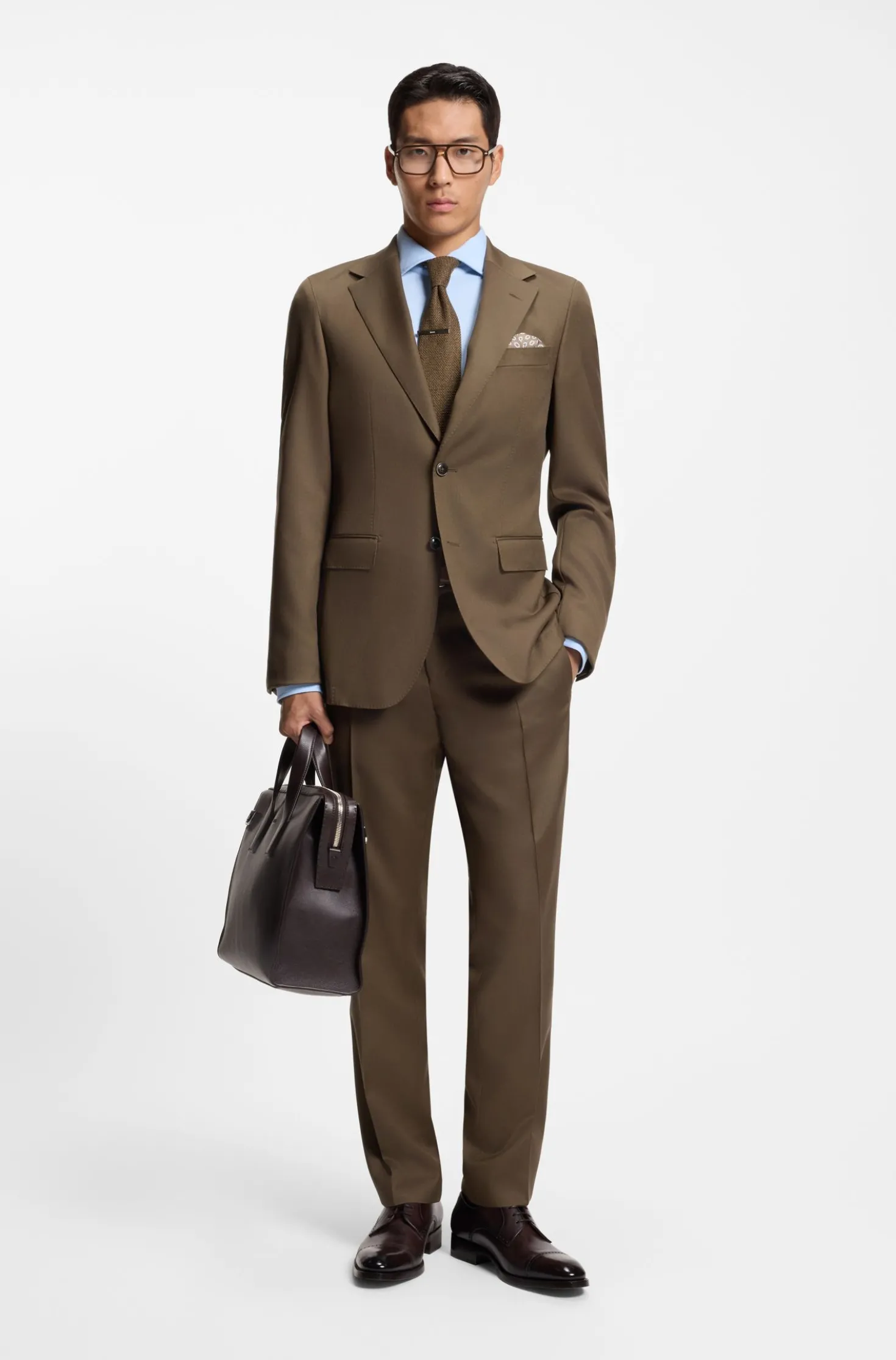 Regular-fit blazer in virgin and textured wool