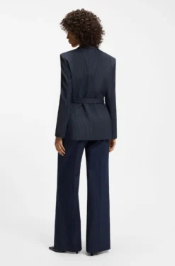 Regular-fit blazer with buckled belt