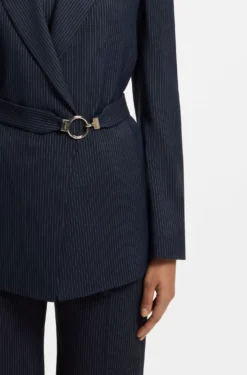 Regular-fit blazer with buckled belt