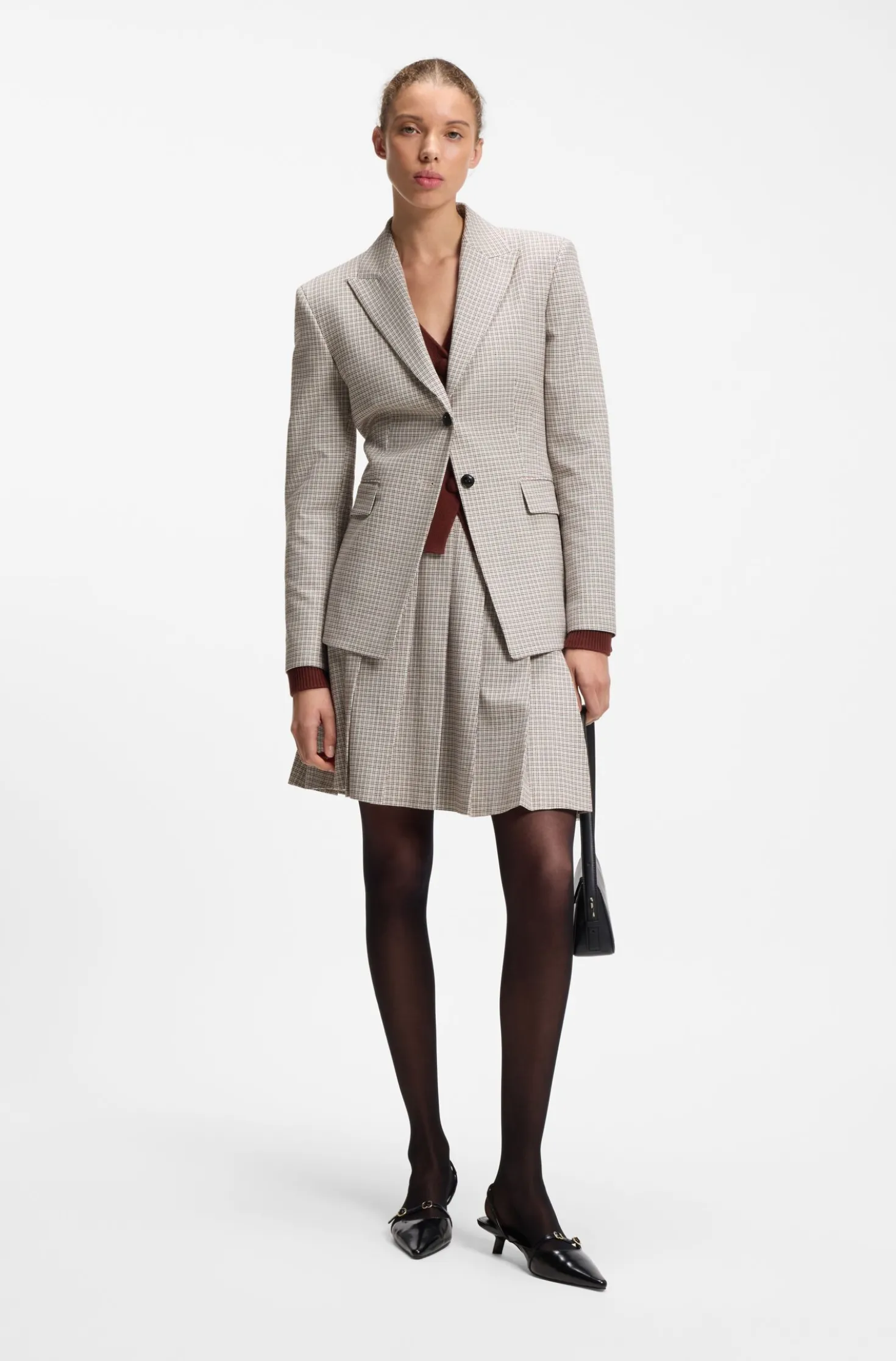 Regular-fit blazer with micro check