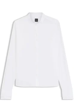 Regular-fit blouse in cotton poplin with concealed placket