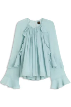 Regular-fit blouse in light Creponne fabric