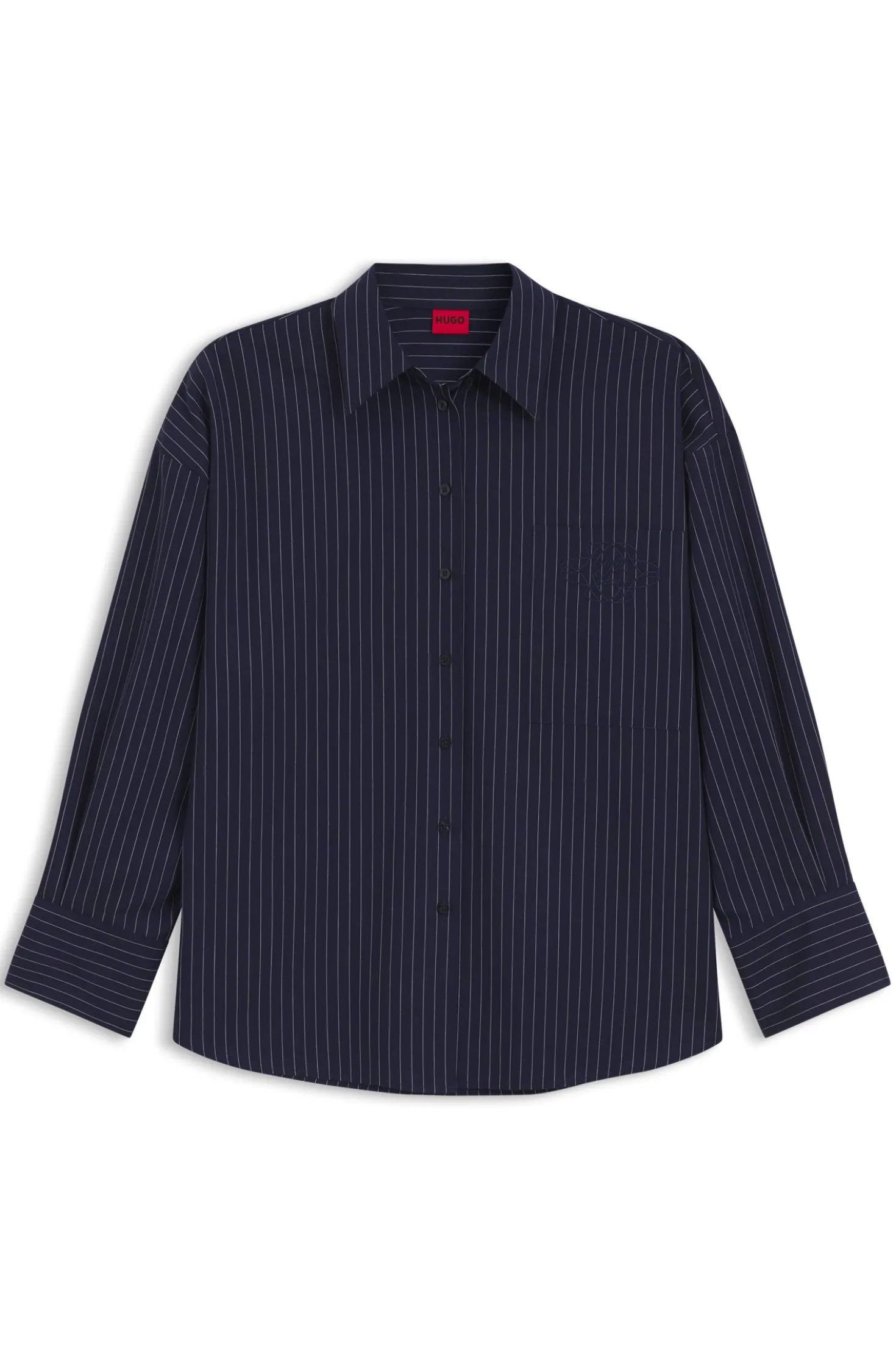 Regular-fit blouse in pinstripe cotton poplin