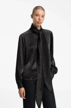 Regular-fit blouse in satin with burnout print
