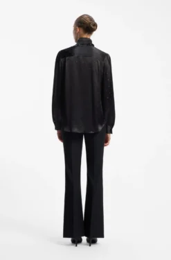 Regular-fit blouse in satin with burnout print