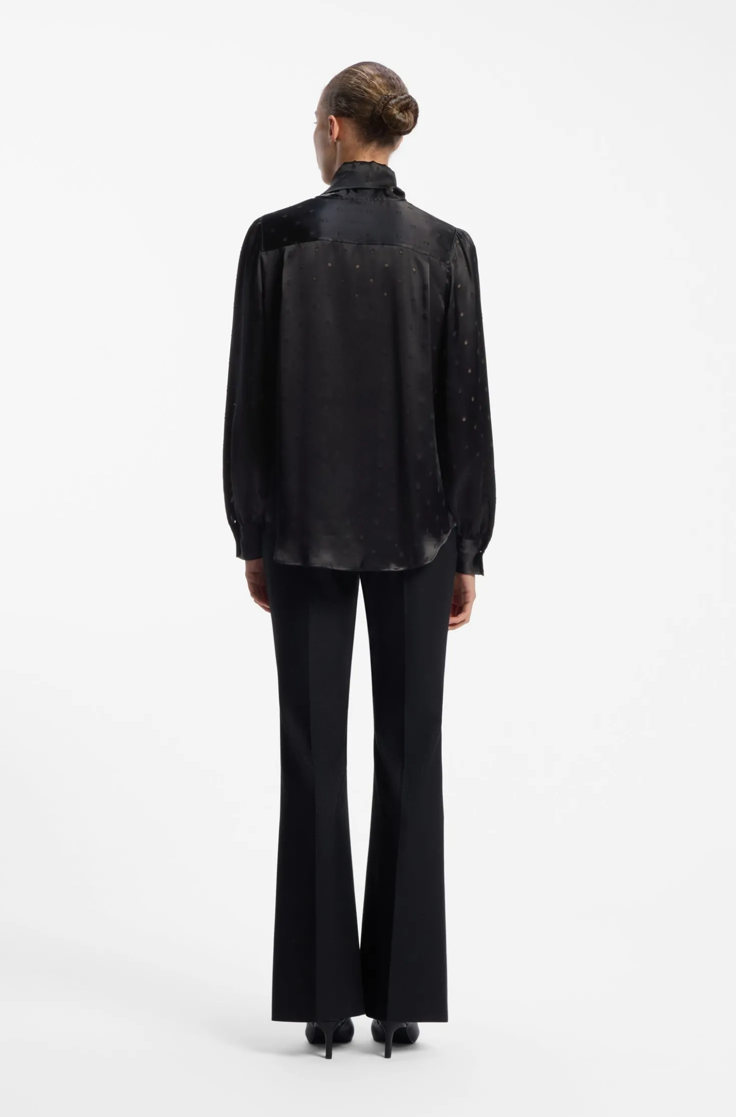 Regular-fit blouse in satin with burnout print