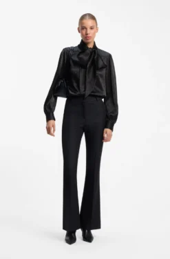 Regular-fit blouse in satin with burnout print