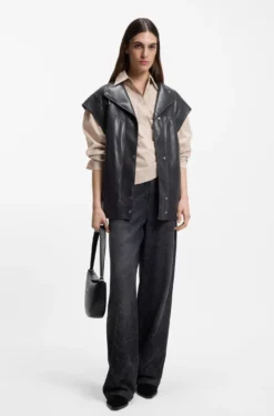 Regular-fit blouse in striped cotton canvas
