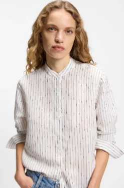 Regular-fit blouse with broken stripe