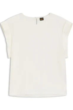 Regular-fit blouse with rear keyhole closure