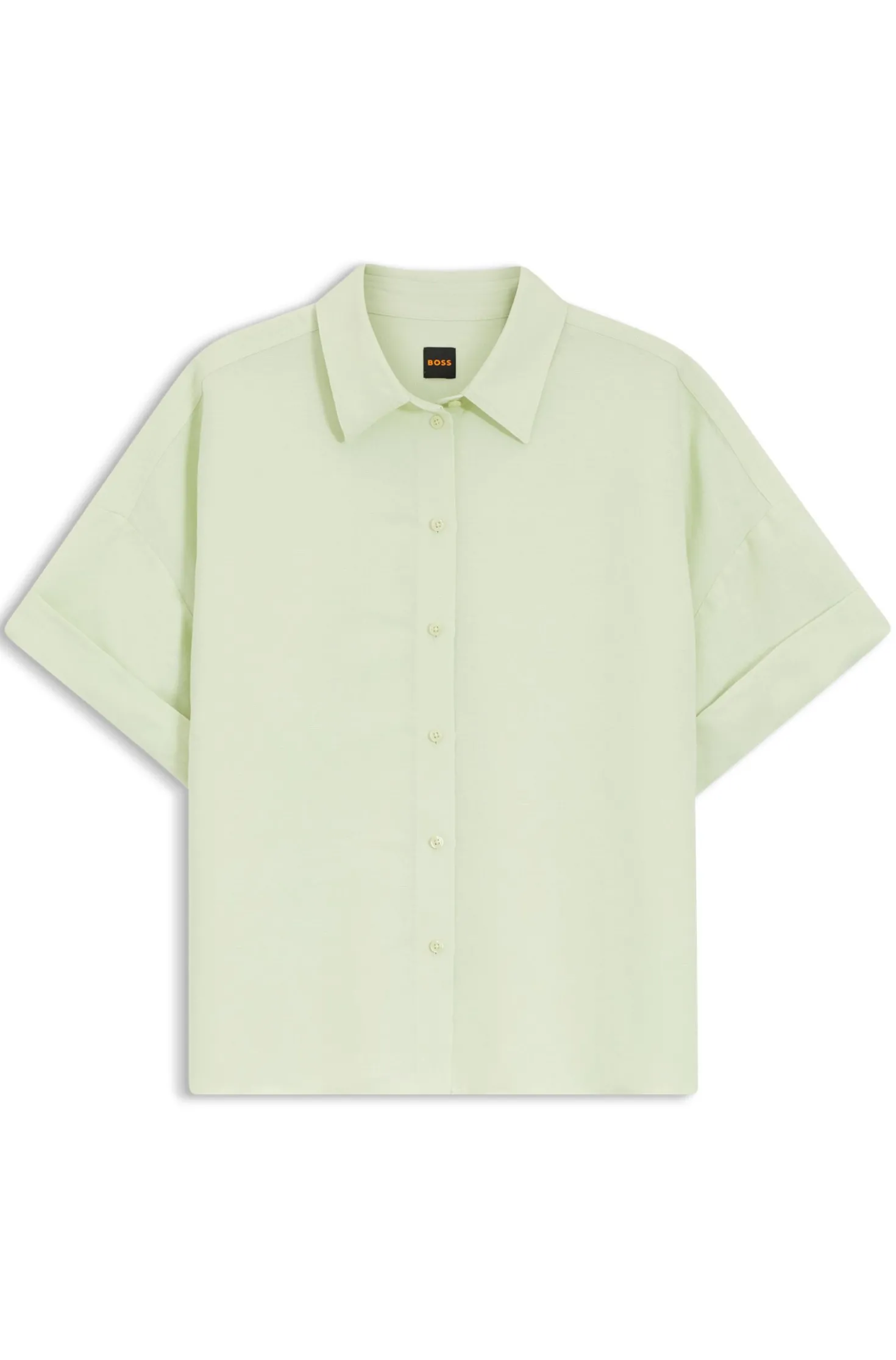 Regular-fit blouse with rolled cuffs