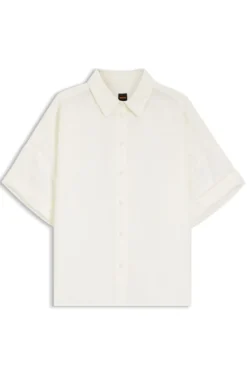 Regular-fit blouse with rolled cuffs