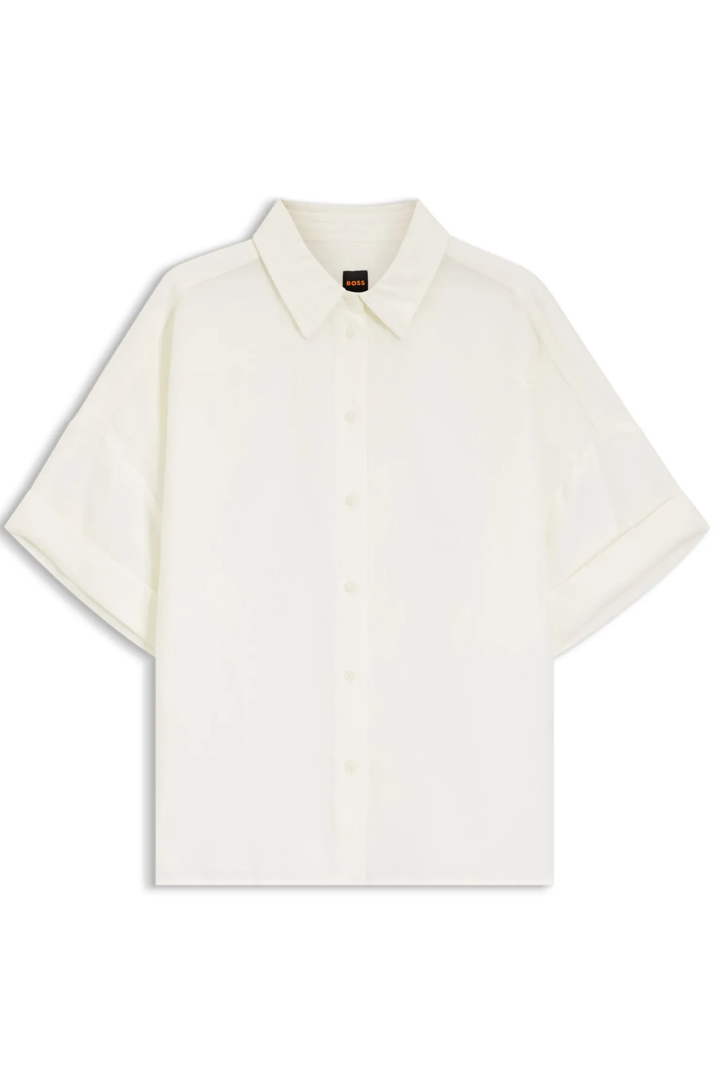 Regular-fit blouse with rolled cuffs
