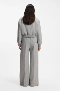 Regular-fit bomber jacket in melange stretch twill