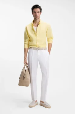 Regular-fit button-down shirt in linen