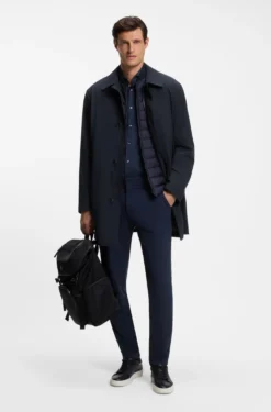 Regular-fit coat in patterned stretch fabric
