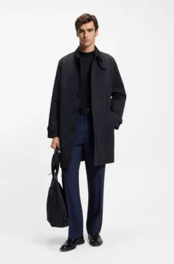 Regular-fit coat in water-repellent gabardine