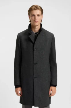 Regular-fit coat in wool-blend twill