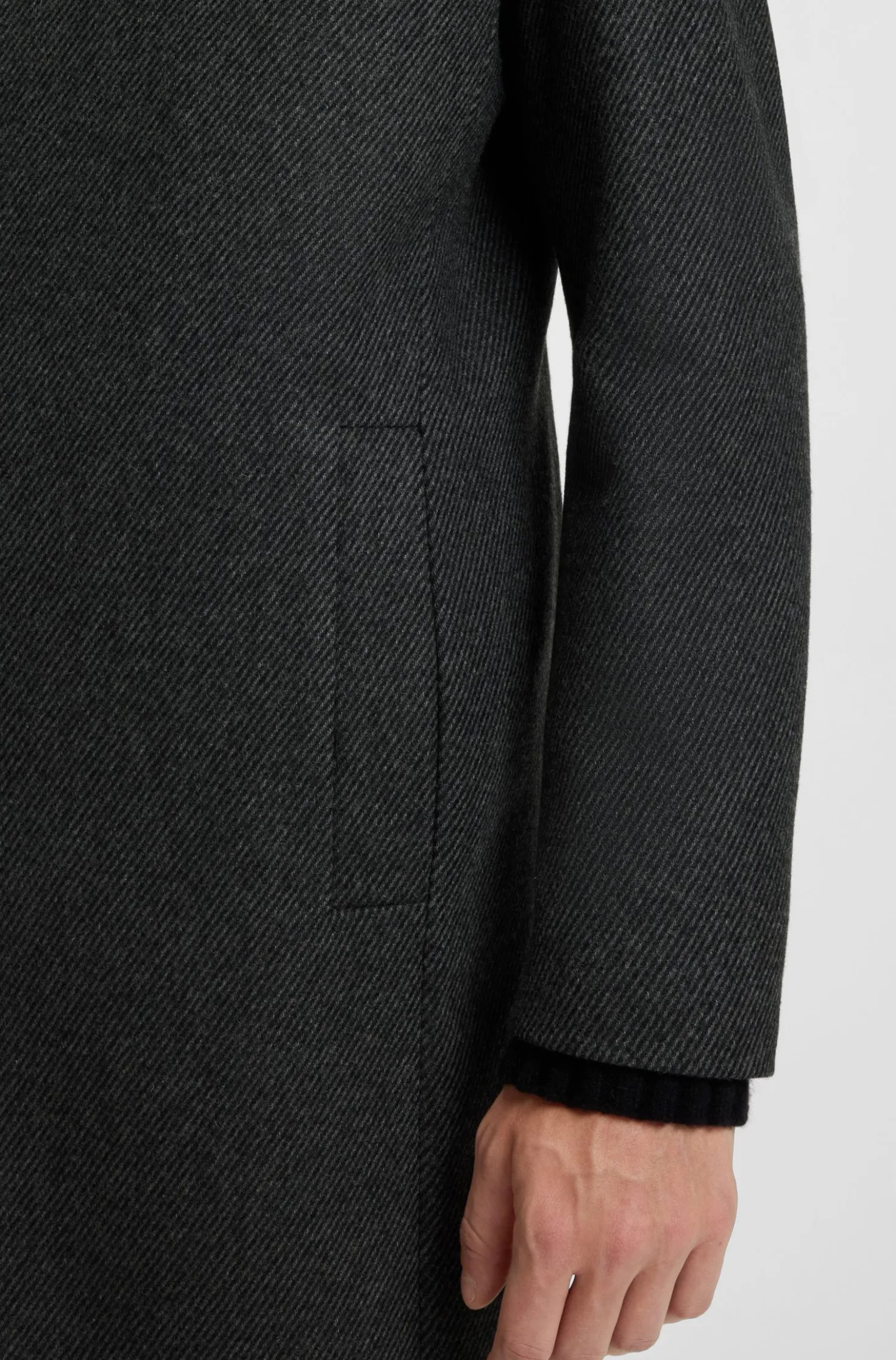 Regular-fit coat in wool-blend twill