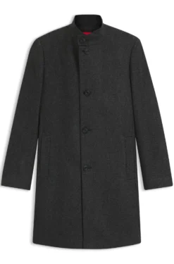 Regular-fit coat in wool-blend twill