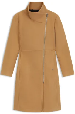 Regular-fit coat with asymmetric zip